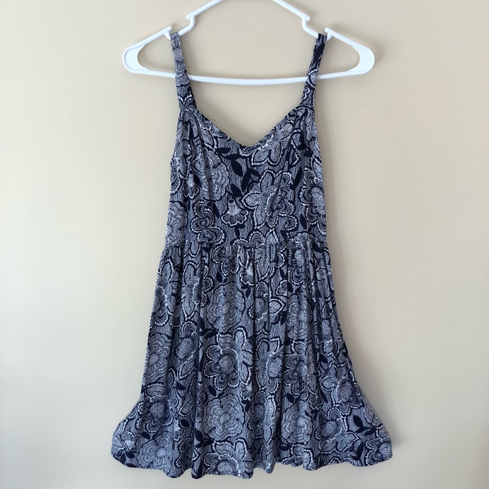 Blue floral print dress
